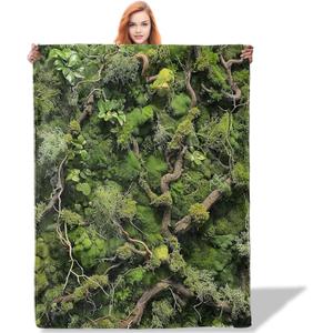 Moss Forest Throw Blanket for Women Girls Boys, Soft Flannel Blankets Gifts for Living Room Couch, Home, Sofa Decor, 50"x60"