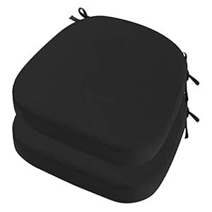Idee-home Outdoor Chair Cushions Set of 2, 19" x 19" Thick D-Shaped Patio Furniture Outdoor Seat Cushions Waterproof with Ties, Dining Pads