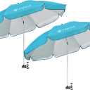 AMMSUN XL Chair Umbrella with Universal Clamp Adjustable 47 inches and 360-degree Swivel UPF 50+, Portable Clamp on Camping or Beach Chair, Stroller, Wheelchair, Golf cart, Bright Blue, 2 PACK