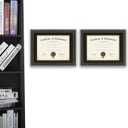 ELSKER&HOME Diploma Frames 11x14 with Mat- Solid Wood - Display 11x14 Document/Certificate with Mat or 15x18 without Mat - Wall Mount Display (Double Mat,Black Mat with Golden Rim)