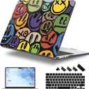 Case for MacBook Air 15 Inch 2026-2023 Release M5 A3448 M4 A3241 M3 A3114 M2 A2941, Hard Shell with Screen Protector & Keyboard Cover, Compatible with Touch ID, Happy Emoji