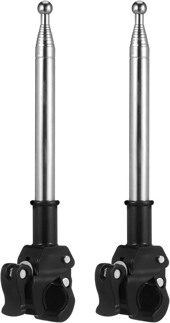 PartyKindom 2 Pack Telescopic Bike Flag Poles with Handlebar Mount Brackets Adjustable 11.81 Inch Stainless Steel Motorcycle Flagpole Holder for Outdoor Riding Accessories