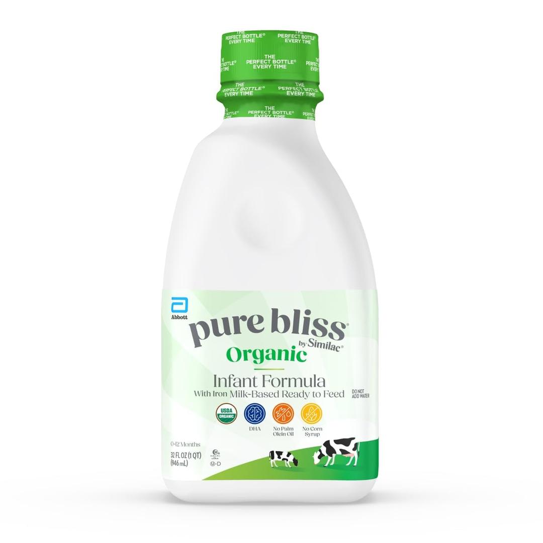 Pure Bliss by Similac Organic Infant Formula, Easy to Digest, USDA-Certified Organic, Ready to Feed, 32-fl-oz Bottle (EXP 08/13/26)