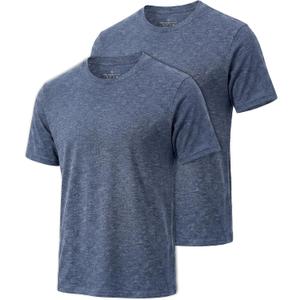 Merino Wool T-Shirt for Men 2 Pack, Lightweight Wool Short Sleeve Slim Fit Base Laye, Breathable Soft Undershirt (Blue, L)