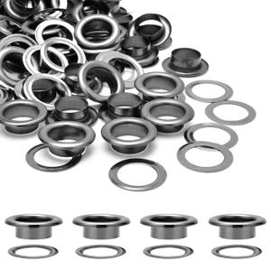 2 x 100Sets 1/2 Inch Eyelets and Grommets, Metal Eyelets Grommet Kit with Washers Backing Eyele for Fabric Clothing Tarps Leather Bag Shoes Curtains Hats Tents Repair and Decoration (Black)