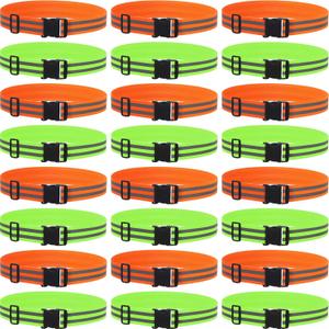 Suhine 24 Pcs Reflective Belt Army PT Belt Elastic Adjustable Reflective Sash Reflective Running Gear Glow Belt for Running Cycling Walking Marathon Military
