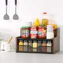 Bathroom Counter OrganizerWood & Iron Spice Rack Organizer - Space Saving Desktop Storage Shelf for Kitchen Countertop, Office, Bathroom,Easy Assembly