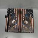 FUYOCWE Leather Checkbook Cover for Men Women Check book Holder Cover Wallets for Personal Checkbook Checks with RFID Blocking & Elastic Strap-Bald Eagle with Flag
