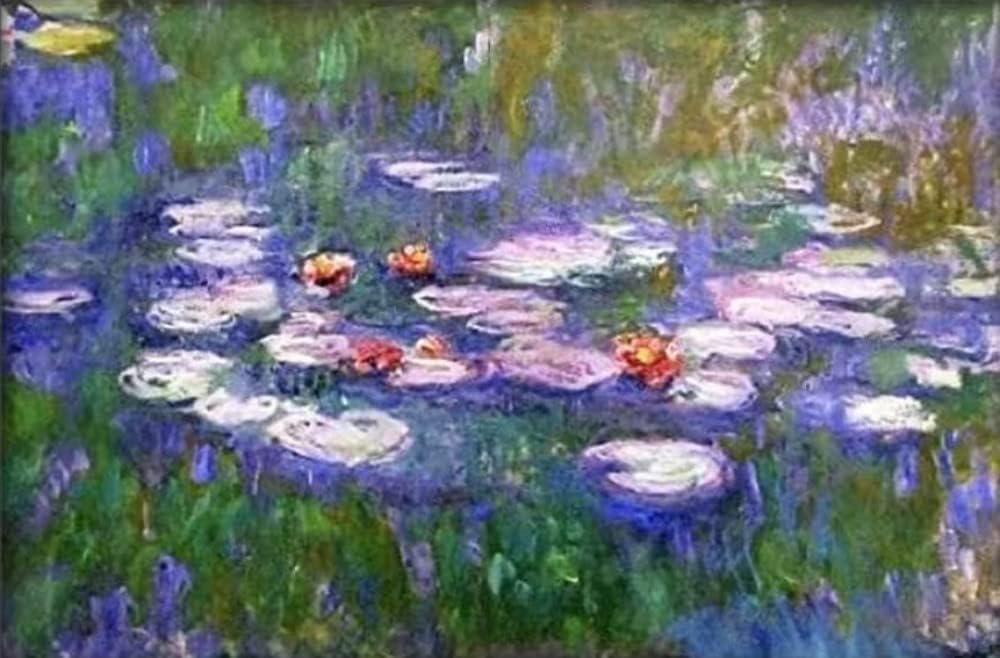 LXTONG Monet Water Lilies Diamond Painting Kit 5D Full Round Diamond Painting by Numbers Monet Famous Painting Diamond Dots Arts for Adult Beginner Home Wall Decor (50 X 40 CM)