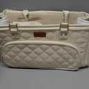 MOMCANDO Diaper Bag Tote with Dividers, Zipper, Top Cover and Strap, Larger Size with insulated storage bag - Beige