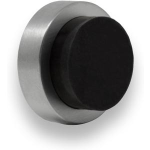 EVI Herrajes | Stainless Steel Door Stop - Adhesive and Screw Fastering - Balck Protective Rubber - Handle Protector 0.94 x 0.55 Inches