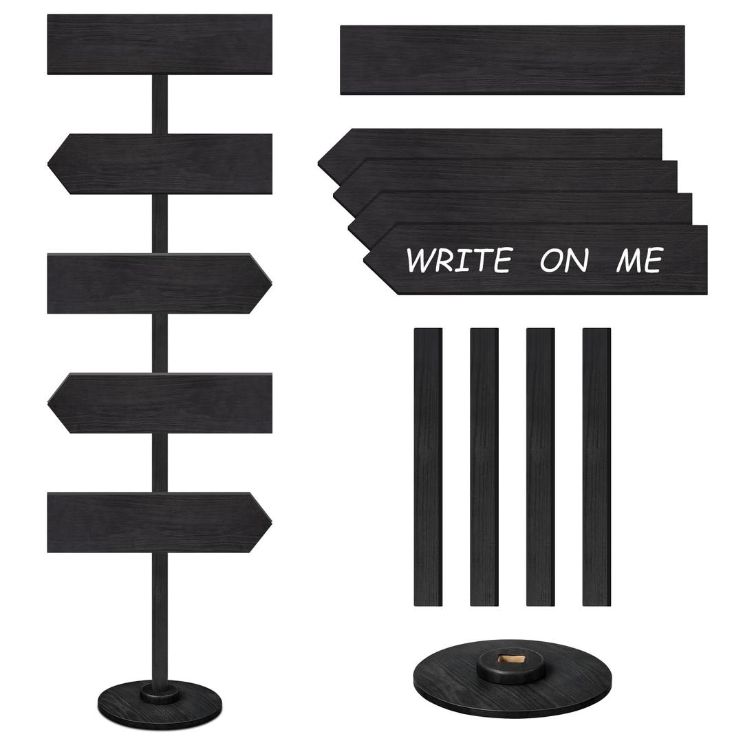 Chunful Wooden Blank Arrow Signs with Stakes, Wood Blank Directional Yard Sign for Outdoor Lawn Patio Yard Garden Weddings Birthday Party Guidepost Decorations (Black,63 Inch)