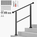 Hand Rails for Outdoor Steps, Heavy Duty 4 Steps Handrails Stair Railing Kit for Indoor & Outdoor Installation, Adjustable Height & Sturdy Porch Railing for Balcony, Porch, Deck