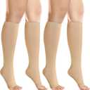 +MD 2 Pairs 20-30 mmHg Compression Socks for Women & Men, Knee High Open Toe Stockings, Graduated Support & Comfort Hose, Large