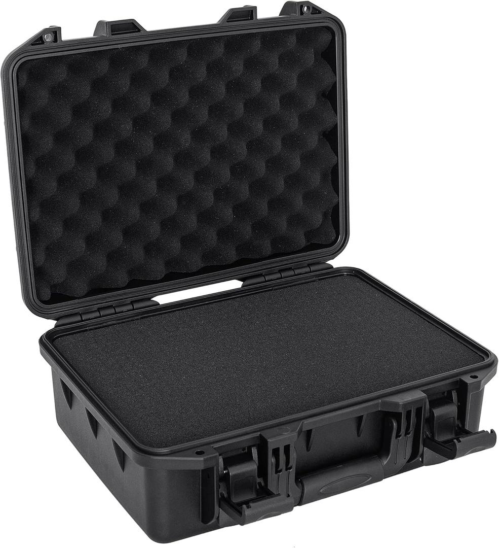 TORIBIO 12.3 Inch Hard Case for Microphone,Drones, Camera,Equipments, IP67 Waterproof Portable Storage Case with Pre-Diced Foam for Travel Outing Handheld,12.5"x10"x5.5" (Inner size -11.2 x 8.5 x 5"waterproof)