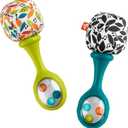 Fisher-Price Newborn Toys Rattle ‘n Rock Maracas, 2 Soft Musical Instruments for Developmental Play Babies Ages 3+ Months, Neutral Colors