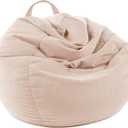 LPMOERA Stuffed Animal Storage Bean Bag Chair Cover (No Filler) For Kids and Adults.Pets Dogs/Cats Lazy Beds.Soft Premium Corduroy Stuffable Bean Bag For Organizing Children Plush Toys or Memory Foam (Beige(cover Only))