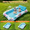 Inflatable Tanning Pool Lounger Float with Sprinkler, Pool Float Adult with Pillow & Cup Holder, Sunbathing Blow Up Tanning Bed, Suntan Tub Raft Floatie for Backyard Summer Water Party Extra-Large