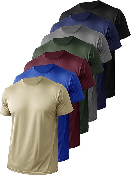 7 Pack Mens Short Sleeve Shirts Quick Dry Moisture Wicking Athletic Running Gym Workout Casual Basic Tee Shirt, Size: XX-Large