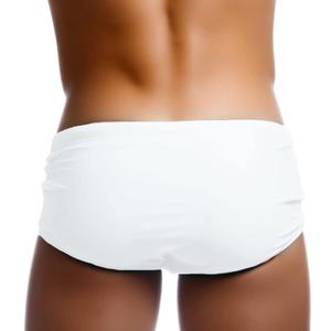 YhyDLC Swimming Trunks Men Sexy Mens Swimwear Swim Boxer Briefs Bikini Surf Trunks Swimsuits Underwear-White(No Pad)-L, Large