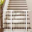 Cumbor 36" Extra Tall Baby Gate for Stairs, 30-48" Dog Gate Indoor White