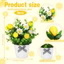 Nitial 6 Pcs Lemon Centerpiece for Tables 7.75 Inch Artificial Lemon Kitchen Decorations Mini Fake Fruit Potted Plant Spring Summer Farmhouse Decor for Indoor Outdoor Living Room Home
