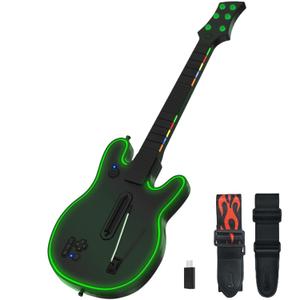 Lyvix Wireless Gaming Guitar Controller for PS4, PS3 & PC – Compatible with Guitar Hero, Rock Band, Clone Hero & Fortnite Festival, with Fire Strap, Audio Jack & RGB Light