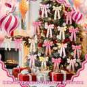 12 Pcs Velvet Christmas Tree Bows 9 x 13 Inch Door Garland Decor Vintage Wreath Bow Decorations Large Bow Decorations Xmas Ornament for Garland Crafts Tree Topper Gifts Indoor Outdoor(Pink)