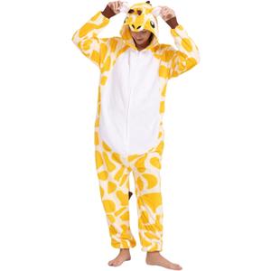 Unisex Adult Animal Onesie Pajamas, Men Women Flannel Halloween Cosplay Costume (XL, Giraffe)
