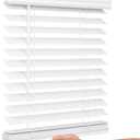 Lotus & Windoware Cordless, 2 Inch Faux Wood Blind, 30" Wide x 48" Long, Window Blinds, Blinds & Shades, Blinds for Indoor Windows, Embossed, Bright White