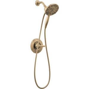 Delta Arvo 14 Series Brushed Gold Shower Faucet Set with In2ition 2-in-1 Dual Shower Head with HandHeld Spray Combo, Valve Trim Kit, Champagne Bronze 142840-CZ-I (Valve Included)