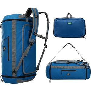 Haimont Collapsible Duffel Bag Backpack 50L for Travel Gym Hiking Camping Sports Outdoor Water Repellent Duffel Bag with Backpack Straps, Navy (Dark Blue)