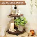 Tikea Decorative Wood Riser for Display, 2-Tier Rustic Corner Shelf for Kitchen Bathroom Counter Decor, Farmhouse Riser for Soap Dispenser and Plant (Brown)