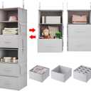 Vailando 6-Shelf Hanging Closet Organizer, 2 Separable 3-Shelf Hanging Shelves with 3 Drawers for Wardrobe, Nursery, Baby Clothes Organization and Storage (Silver Gray)