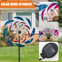 46" Wind Spinners for Yard and Garden with Solar LED Light, Metal Kinetic Wind Spinner Outdoor Decor, Wind Sculpture Yard Art Decorations for Patio, Lawn & Garden
