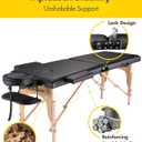 Professional Massage Table Portable Massage Bed for Spa Salon Tattoo Esthetician Lash Reiki, Adjustable Height 84" Long & 500 LBS Load Capacity, Black (2-Section), Onesize