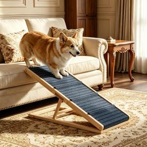 Wooden Dog Ramp for Couch, Foldable Pet Ramp for Small Dogs, 39.4" L