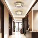 Crystal Dimmable Flush Mount Ceiling Light, Black Modern LED Close to Ceiling Light Fixture with 5CCT 2700K-6000K, Round Kitchen Lighting for Bedroom, Laundry Room, Hallway, Bathroom (11in 24W)