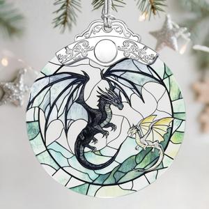 Christmas Ornament, Stained Glass Ornament, Christmas Ornaments for Tree, Hanging Ornaments for Home Decor & Xmas Decorations Holiday Decor, Gift Ideas, Perfect Holiday & Xmas Gifts - Fantasy Dragon
