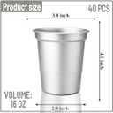 40 Pack 16 oz Aluminum Party Cups,Metal Cups Reusable Aluminum Drinking Cups,Coffee Cups,Disposable Aluminums Beers Cups for Family Gatherings,Outdoor Events and Parties! (16oz Silver)