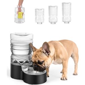 Heouvo 1.7 Gallon Automatic Dog Water DispenserWide Mouth for Easy Hand-in CleaningRemovable Stainless Steel Bowl, Gravity Refilling Large Capacity for Cats and Dogs, Multi-Pet Homes