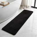 TYUU Black Bathroom Runner Rugs, Ultra Soft Long Bath Mat Machine Washable Super Absorbent Quick Dry Bathroom Runner Rug 16 x 60 Non Slip, Black 16" x 60"
