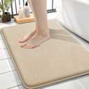 OLANLY Thick Memory Foam Bath Mat Rug 24x16, Extra Soft Absorbent Bathroom Rug, Quick Dry Bath Mats, Non-Slip, Machine Washable Carpet for Bathroom, Tub and Shower, Home Decor Accessories, Beige