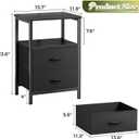 Huuger Night Stand Set of 2, Nightstand with 2 Drawers, Bed Side Table with Open Shelf, Wooden Top, End Table, Fabric Drawer, for Bedroom, Black (11.8"D x 15.7"W x 23.6"H)