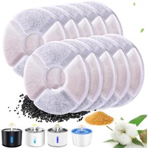 RBAYSALE Cat Water Fountain Filters 12 Pack Cat Fountain Filter Replacement, 3 Triple Filtration System, Activated Carbon Filters for 84oz/2.5L Automatic Cat Fountain (White)