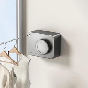 Retractable Clothesline Indoor, Non-Sagging Outdoor Clothes Line Retracting Heavy Duty Clothes Drying Laundry Line Wall Mounted Stainless Steel Line-13.8 Feets(Gray)