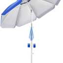 Aoxun Portable Umbrella with Stand, 6.5ft Sun Shade Umbrella with Stand, Lightweight Adjustable Standing with Sand Anchor and Carry Bag, Instant Sun Protection, Easy to Carry, Blue