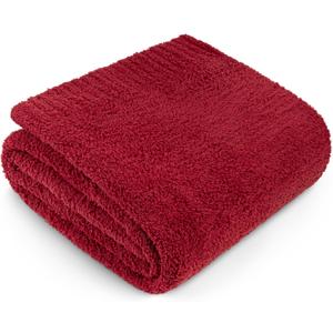 PAVILIA Super Soft Throw Blanket for Couch, Fluffy Cozy Lightweight Maroon Blanket, Large Fuzzy Warm Knit Blanket for Bed Sofa, Burgundy Red, 60x80 (Burgundy)