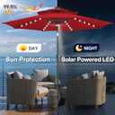 FLAME&SHADE 2 Tiers 9ft Solar Light Patio Umbrella, 40 LED lights outdoor umbrella with Centre Surround Light, Table Market Umbrella for Deck, Pool, Porch, Backyard, Garden (Red)
