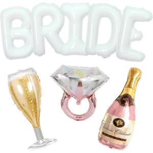 40 inch Bride Balloons White Letters Banner - Bachelorette Party Decorations Kit - Bach Party Supplies and Favors with Ring Balloon, Bottle and Glass Balloon